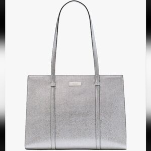 Kate Spade-Kenzie Metallic Large Tote Bag (Lunar Light 🩶)